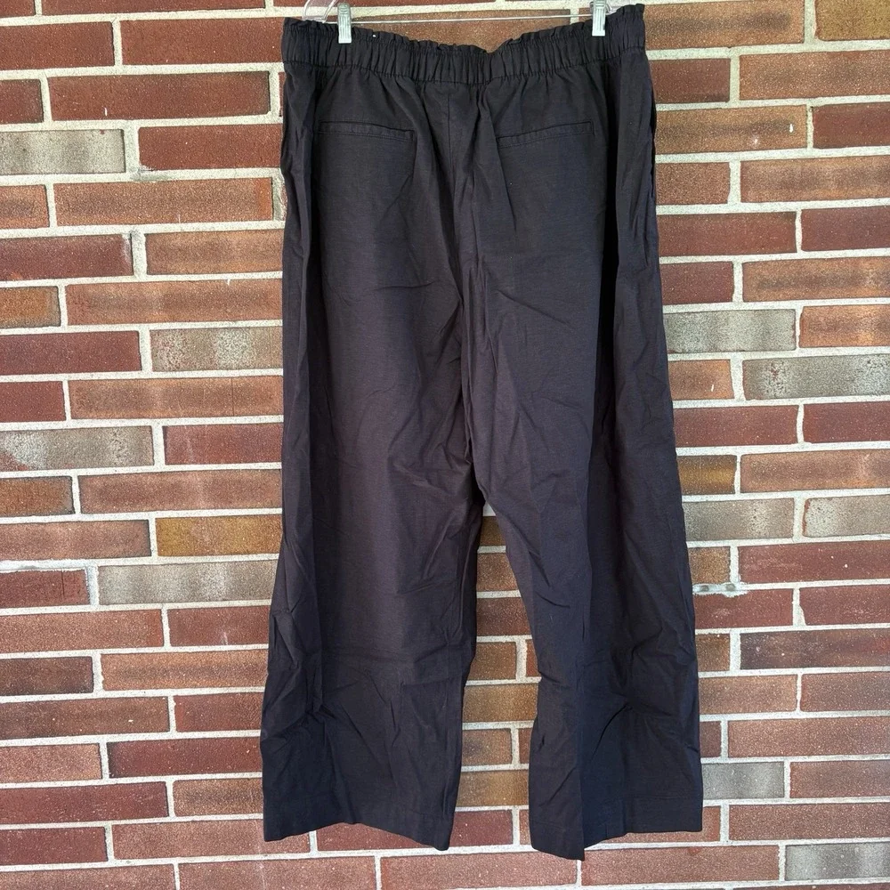 Lane Bryant Black Linen Blend Drawstring Elastic Waist Pants Comfy Sz 20 A997